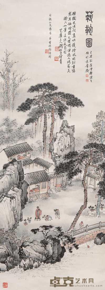 钱松嵒 蓺菊图 立轴 96.5×35cm